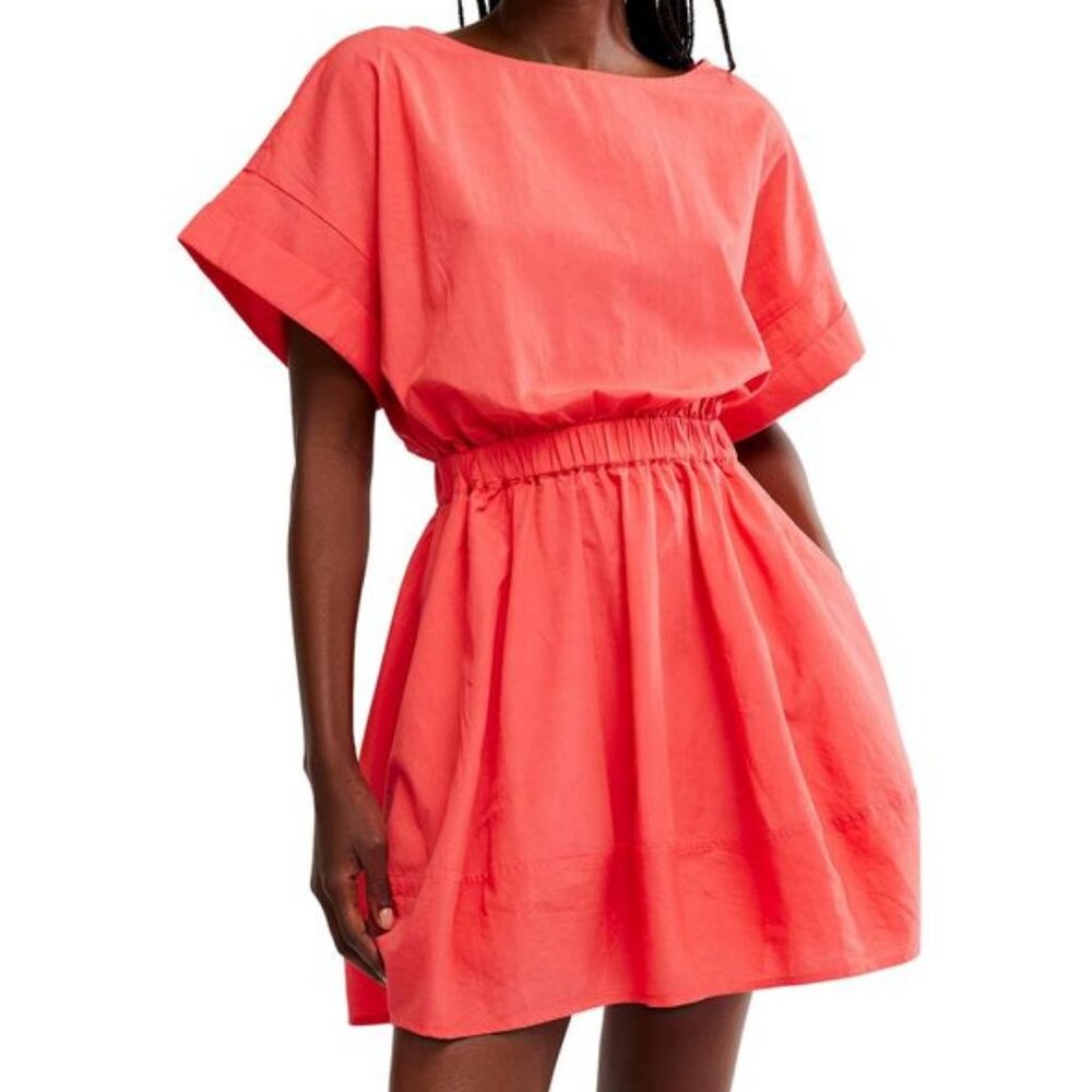 Free People Dress NEW w Tags Cotton Poplin Minidress Red Summer Dress Large 12